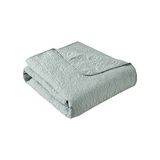 Madison Park Luxe gewatteerde deken - ontwerp met damaststiksels, katoenen gevulde spreiding, ultrazacht, gezellig beddengoed voor woonkamer, bank, bed, 60 x 70 cm, biesranden, zeeschuim