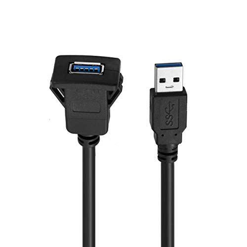 Bolongking USB dashboard-kabel voor eenvoudige montage, USB 3.0, verlengkabel voor dashboard, auto, boot, motorfiets, Square Single USB 3.0 1M
