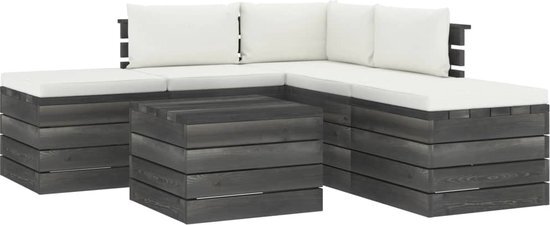 vidaXL 6-delige Loungeset met kussens pallet massief grenenhout