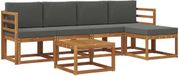 vidaXL Acacia Hout Bank Loungeset 5-zits Natuurlijk en Antraciet