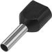 TRU COMPONENTS Dubbele adereindhulzen 6 mm² Deels geïsoleerd Zwart 100 stuk(s)