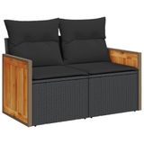 vidaXL 13-delige loungeset met kussens, polyrattan, zwart