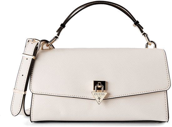 GUESS Patsie Top Handle Flap Bag Cream White crème