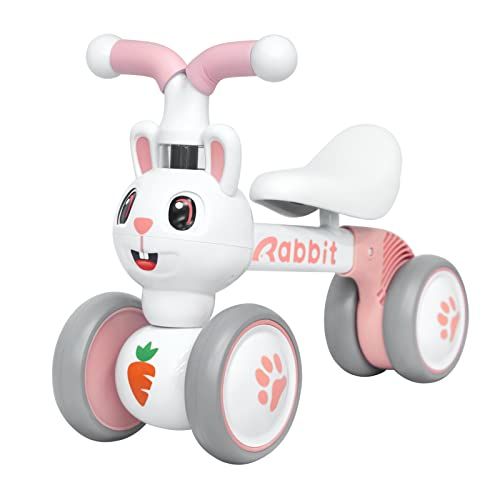 XIAPIA Baby Loopfiets 1 2 3 Jaar Oude Jongens Meisjes Peuter Ride op Speelgoed voor 1 Jaar Oude Baby Trike Tuin speelgoed 1 st Verjaardagscadeau voor Meisjes Jongens Baby Bike Walker Geen Pedalen (Rabbit)