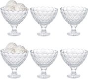 Excellent Houseware Coupes à glace / coupelles à dessert sur pied - set de 6 pièces - verre - 200 ml - transparent