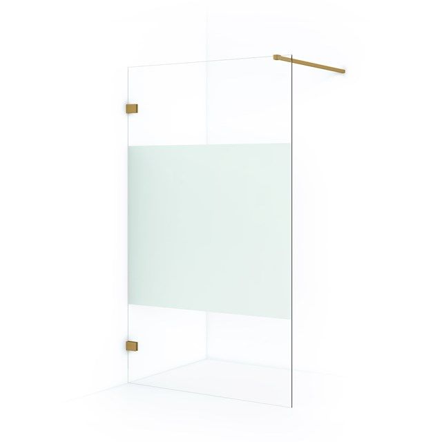 Maxaro Inloopdouche Diamond 110cm 8mm Helder Veiligheidsglas met Matte Strook Goud