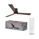 OSRAM LED-plafondventilator Caju, Zwart|Hout decor, 1320 mm