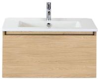 BES LED Frozen Badmeubelset 80 cm - Casella Oak - Keramische Wastafel Wit