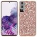 Samsung Coque Hybride Samsung Galaxy S21 FE 5G - Série Glitter - Rose Doré