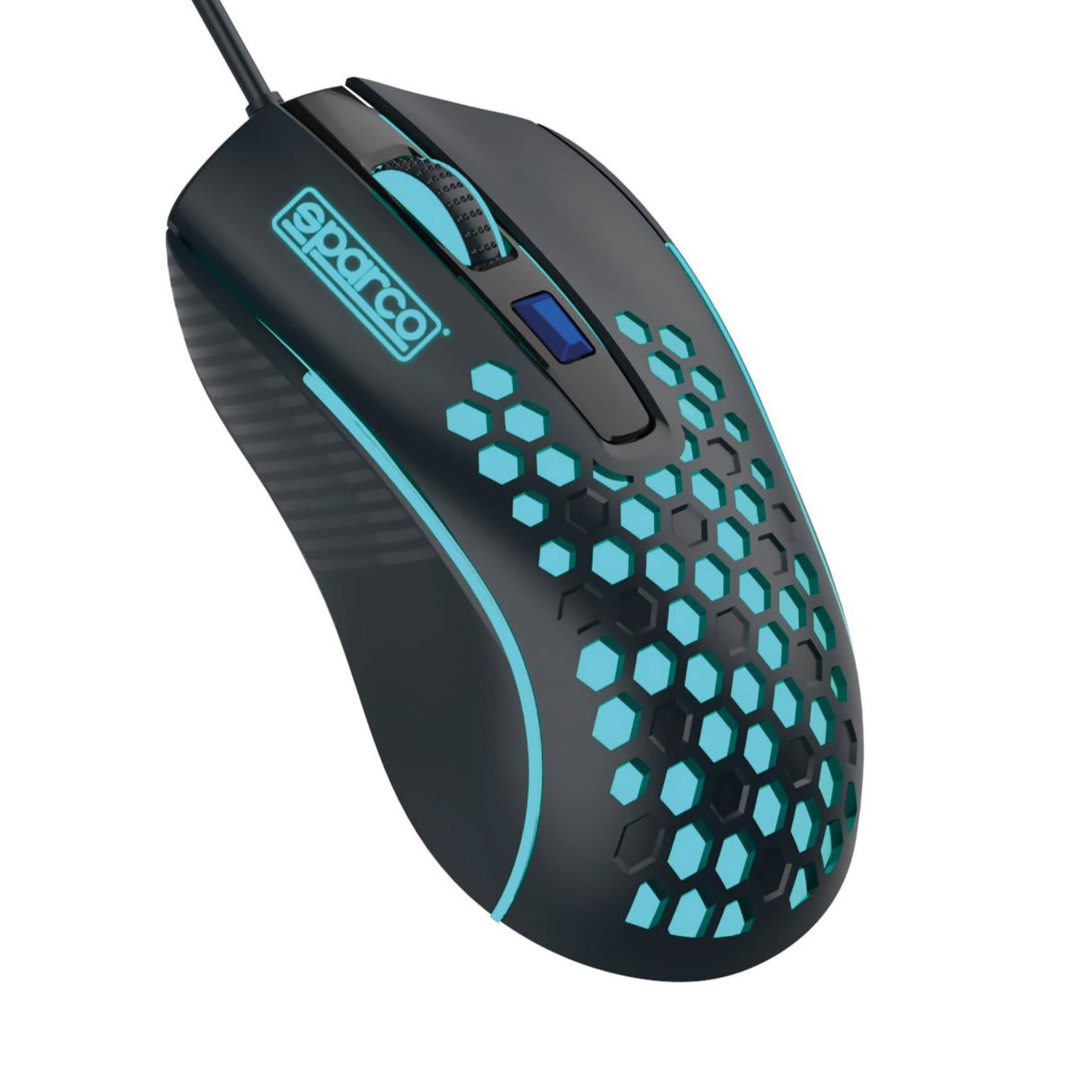 Sparco SPMOUSE - Gaming Mouse - USB Type-A - 3600 DPI - Right-Handed - Black/Turquoise