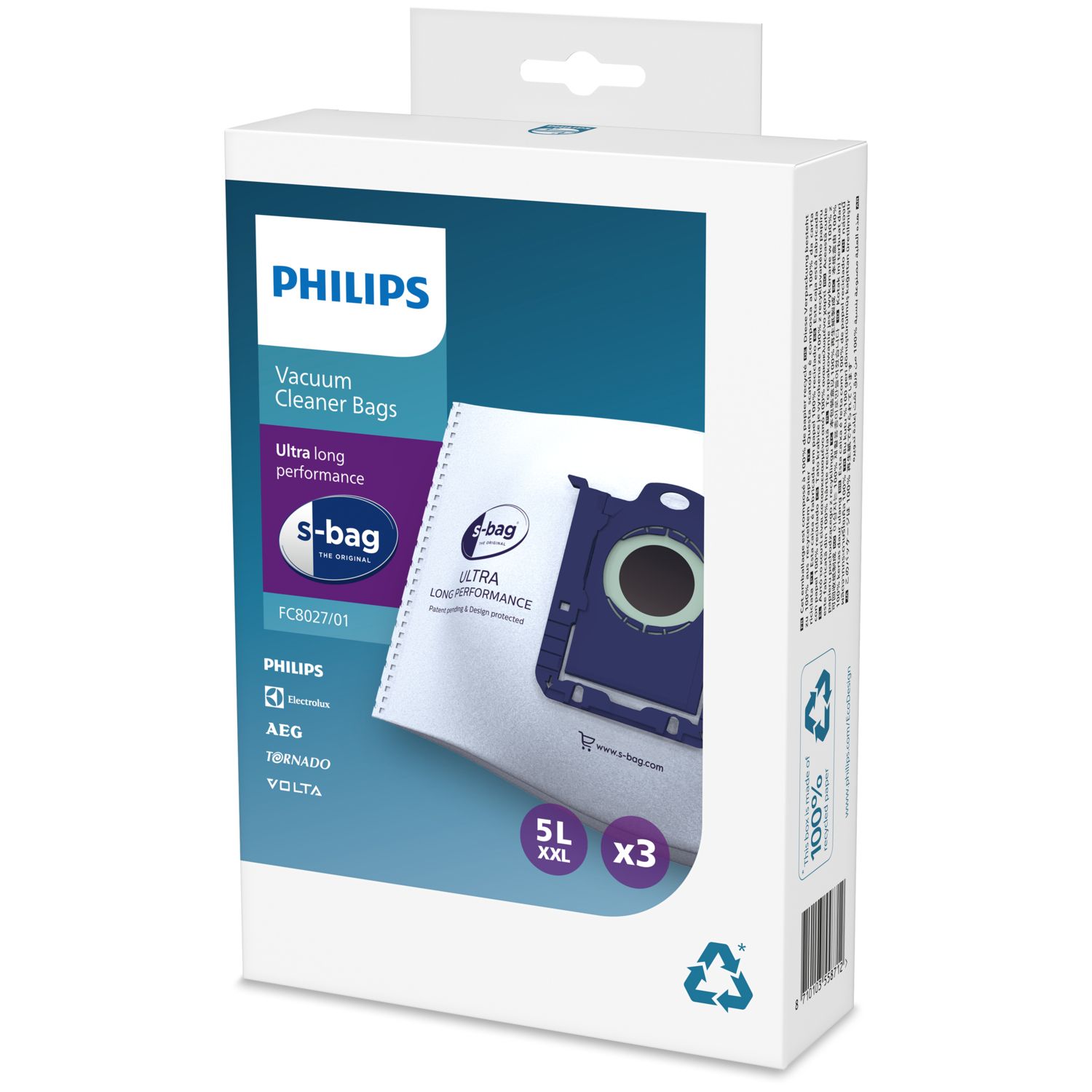 Philips s-bag FC8027/01 Stofzuigerzakken - 3 stuks