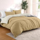 Dreamzie - Dekbedovertrek 240x220 cm met 2 kussenslopen 80x80 cm - Beige/Zand - 240x220 Bedset in 100% microvezel - 3 stuks - Gecertificeerd vrij van chemicaliën (Oeko TEX)
