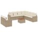 vidaXL 10-delige Loungeset met kussens, poly rattan, beige