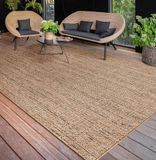 Paco Home Buiten Vloerkleed Tapijt Voor Binnen En Buiten Balkon Terras Keuken Tapijt Wasbaar In Wasmachine Boho Eenkleurig, Maat:120x160 cm, Kleur:Beige