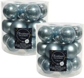 Decoris Kleine kerstballen - 36x st - lichtblauw - D4 cm - glas