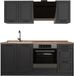 Vicco Eenpersoonskeuken R-Line, Antraciet landelijk/Antraciet, 180 cm goudkleurig eiken werkblad