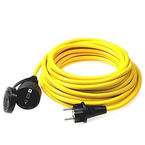 AS-Schwabe Verlängerungskabel 15 m – 220-230 V, 16 A Schuko/Euro-Stecker – Outdoor Stromverlängerungskabel – Strom-Verlängerung für Außenbereich – IP44 - Made in Germany – Gelb I 60353