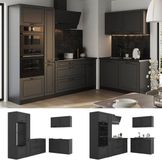 Vicco Hoekkeuken R-Line, Antraciet landelijk/Antraciet, 230 x 120 cm antraciet werkblad