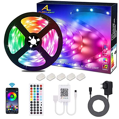 ALED LIGHT LED Strip RGB 5M SMD 5050 LED strip, LED tape, 12V voeding & 44 toetsen afstandsbediening, LED strepen licht tape strip tape verlichting