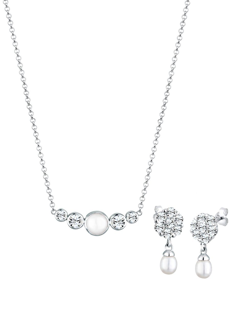 Elli PREMIUM Sieraden Set Dames - Oorbellen & Zoetwater Parel - 925 Sterling Zilver