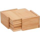 Lifetime Bamboe onderzetters - set van 7 - met houder - 10x10 cm