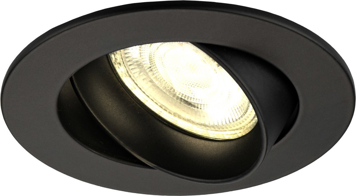 LEDVION Dimbare LED inbouwspot Zwart - Rio - 5W - 2700K - ø85mm