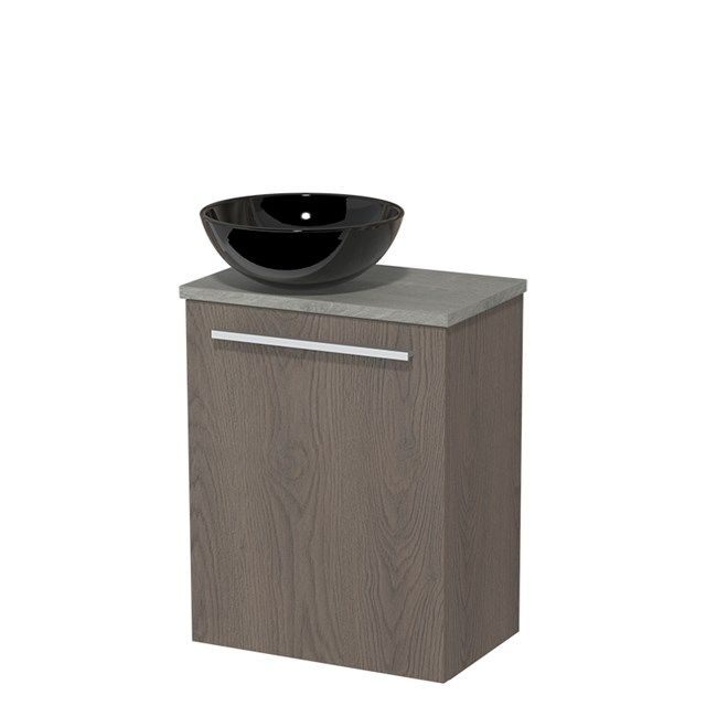 Maxaro Modulo Toiletmeubel 41 cm - Donkerbruin Eiken - Grijs Eiken Blad