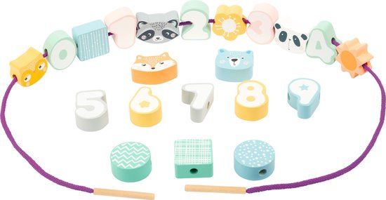 Small Foot - Houten Rijgsspel Dieren en Cijfers - 22dlg. - Multicolor