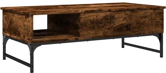 vidaXL Salontafel 100x50x35 cm bewerkt hout en metaal gerookt eiken