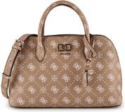 GUESS Emelie Logo Two Comp Satchel Handtas Schoudertas Biscotti Logo Lichtbruin