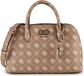 GUESS Emelie Logo Two Comp Satchel Handtas Schoudertas Biscotti Logo Lichtbruin