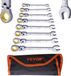 VEVOR Flex-Head Ratelsleutelset, 8-delige combinatiesleutelset met oprolbare tas, Cr-V stalen flexibele ratelsleutelset, metrisch 8 mm tot 17 mm, ideaal voor algemeen huishouden, autoreparaties