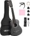 VEVOR Concertgitaar, 780MM, Houten Klassieke Gitaar Starterset voor Beginners, met Nylon Snaren, Gigbag, Riem, Tuner, Extra Snaren, Plectrums, Capo, Lindehout, Zwart