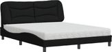 vidaXL Lit avec matelas "Hvar" tissu noir 160x200 cm