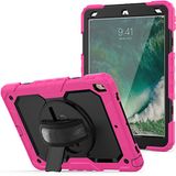 Case voor iPad pro 10.5 2017/iPad air 3 10.5 2019 met 360 graden draaibare opvouwbare standaard, Trendy schokbestendige case met polsband en schouderriem, Rose