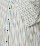 CASA MODA Sport casual fit overhemd - popeline - wit met geel - blauw en beige dessin - Strijkvriendelijk - Boordmaat: 45 - 46