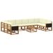vidaXL Ensemble de canapés d'extérieur 11 pièces Acacia massif naturel et crème