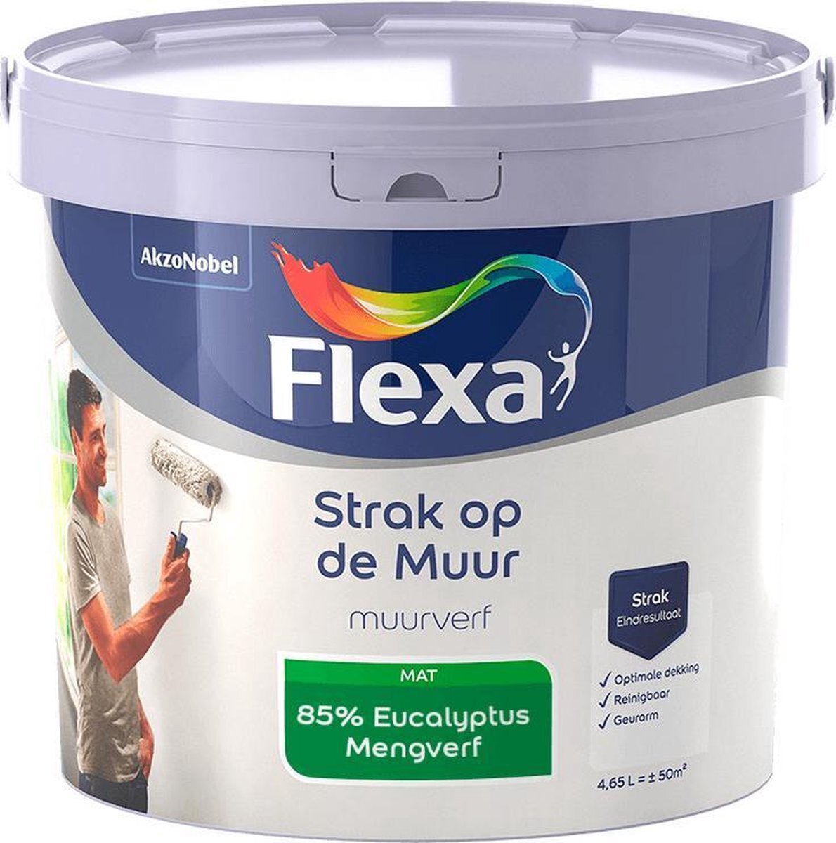 FLEXA Strak op de muur - Muurverf - Mengcollectie - 85% Eucalyptus - 5 Liter