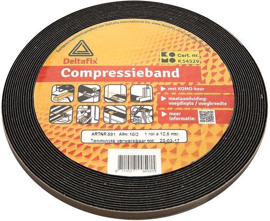 Deltafix Compressieband Zwart 12,5m x 10cm