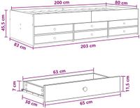 vidaXL Bedombouw met opslag Betongrijs 80 x 200 cm Bewerkt hout