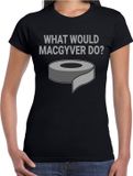 Bellatio Decorations Mac Gyver T-shirt Zwart voor Dames - What Would Mac Gyver Do Duck Tape Fun Shirt S