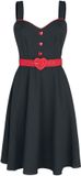 Voodoo Vixen Queen Heart Button Flare Dames Midi-jurk - zwart/rood - S