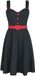 Voodoo Vixen Queen Heart Button Flare Dames Midi-jurk - zwart/rood - S