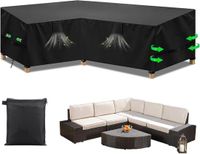 Merkloos Loungeset Hoes L-Vorm - Tuinstoelhoes Hoekbank - Bescherming Tuinmeubelen - Waterdicht Winddicht - 286x222x90cm - Zwart