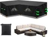 Merkloos Loungeset Hoes L-Vorm - Tuinstoelhoes Hoekbank - Bescherming Tuinmeubelen - Waterdicht Winddicht - 286x222x90cm - Zwart