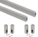 Emuca Lot van 2 x 1,15 m lange Luxe garderoberails met beugels, Aluminium en Plastic, Steengrijs geschilderd