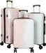 Sierra Ensemble de valises à roulettes à coque rigide au superbe motif coloré blanc-rose, tailles M, L et XL