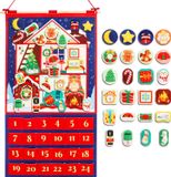 oCreon Adventskalender Kersthuis - Niet-geweven kersthuis - Aftelkalenderdecoraties met 24 gevulde ornamenten