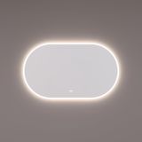 HIPP Design spiegel Ovaal-Recht met Directe en Indirecte LED-Verlichting Rondom 100 x 70 x 3 cm met Touch-Dimmer en Spiegelverwarming en Kleurenwissel