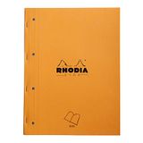 RHODIA 118015C - Geniet Notitieblok Zijdelings N°118 Oranje - A4 - Grote Ruitjes Séyès - 80 Afscheurbare Vellen Geperf. 4 Gaten - Clairefontaine Wit Papier 80 g/m² - Omslag van Gecoat Karton